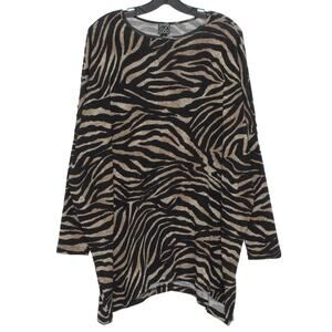 Clara Sun Woo Womens Sweater Zebra Oversize Boho Grunge Cozy Minimalist XS HI